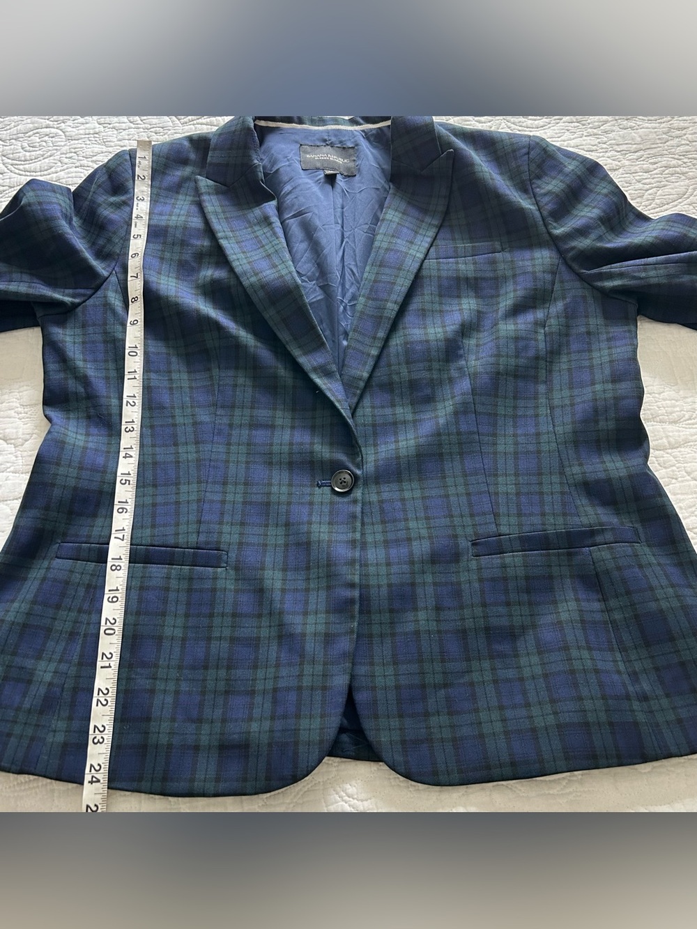 Banana Republic Blue Green Plaid Classic Blazer Womens 16 Preppy Blackwatch - Picture 11 of 11